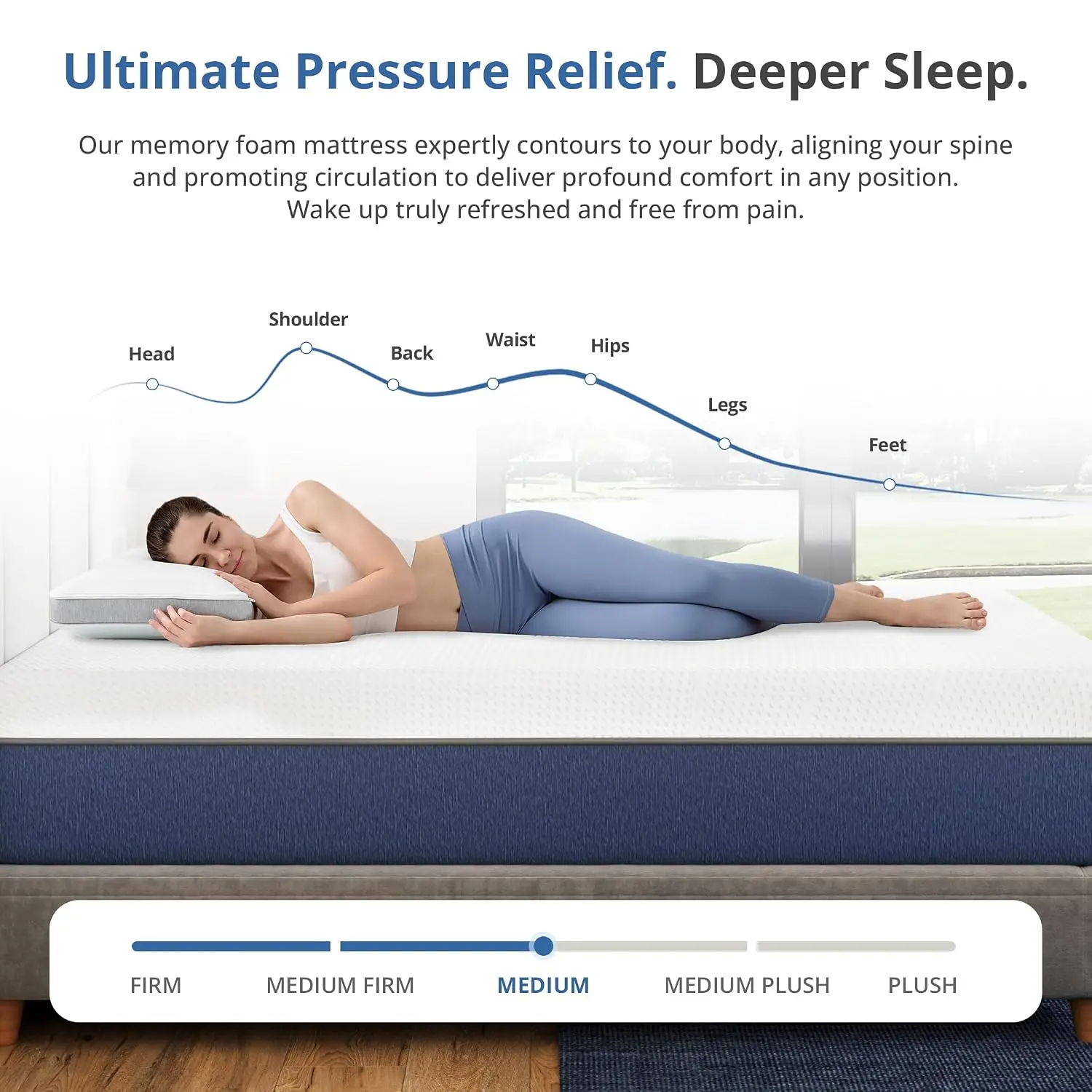 14 Inch Memory Foam Mattress Haven White Twin, Customized