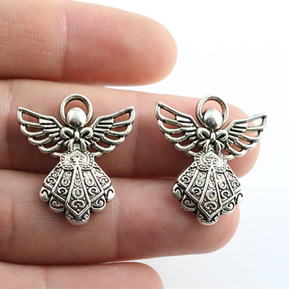 26x23mm 10 sztuk antyczne srebro platerowane anioł ręcznie robiony wisiorek: DIY dla bransoletki necklace-P2-34