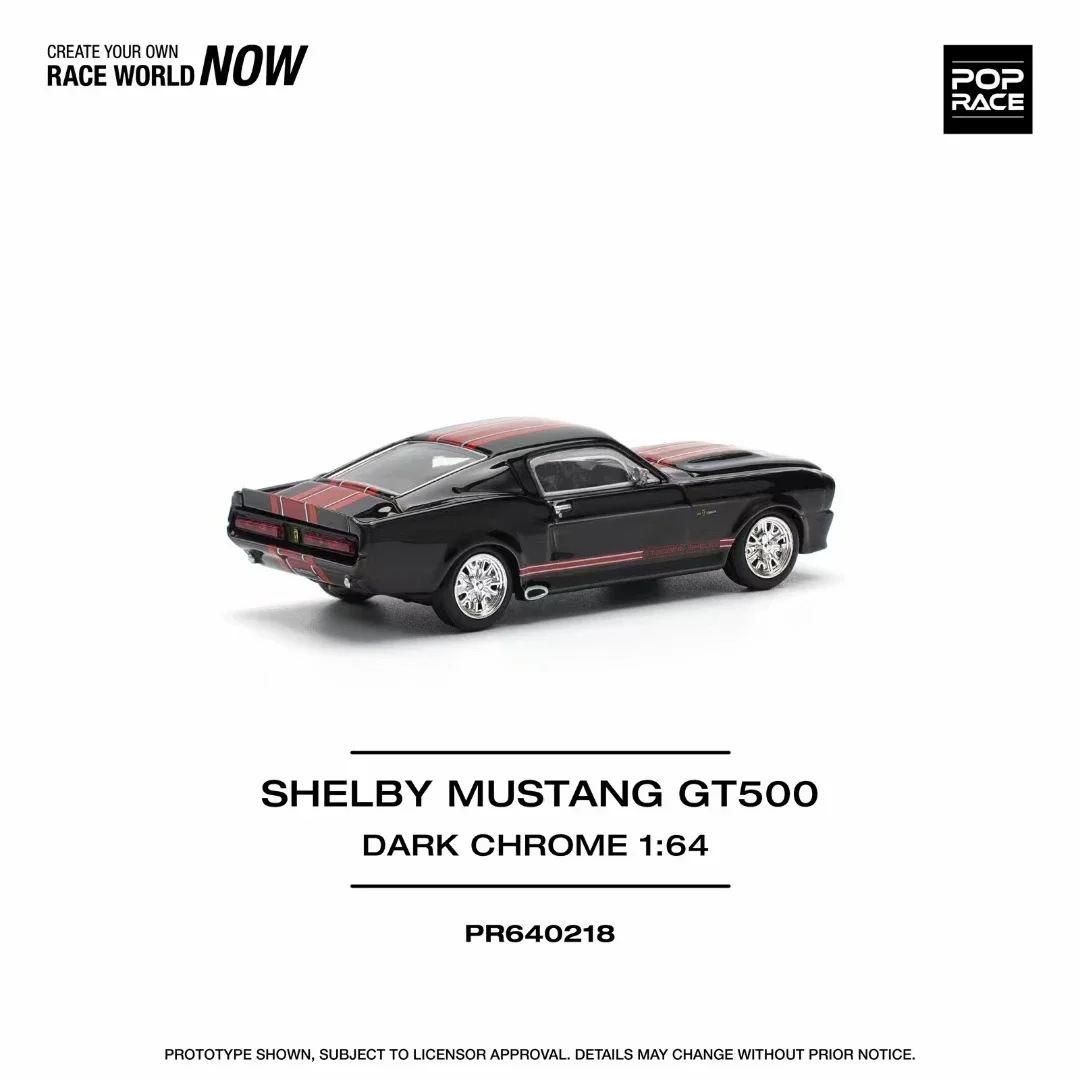 PreSale Pop Race 1:64 Shelby Mustang GT500 Dark Chrome Diecast Dioramaรถของเล่น