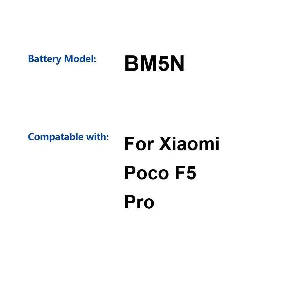 

BM5N для Xiaomi Poco F5 Pro 5160 мАч надежная мощность легкий аккумулятор для мобильного телефона