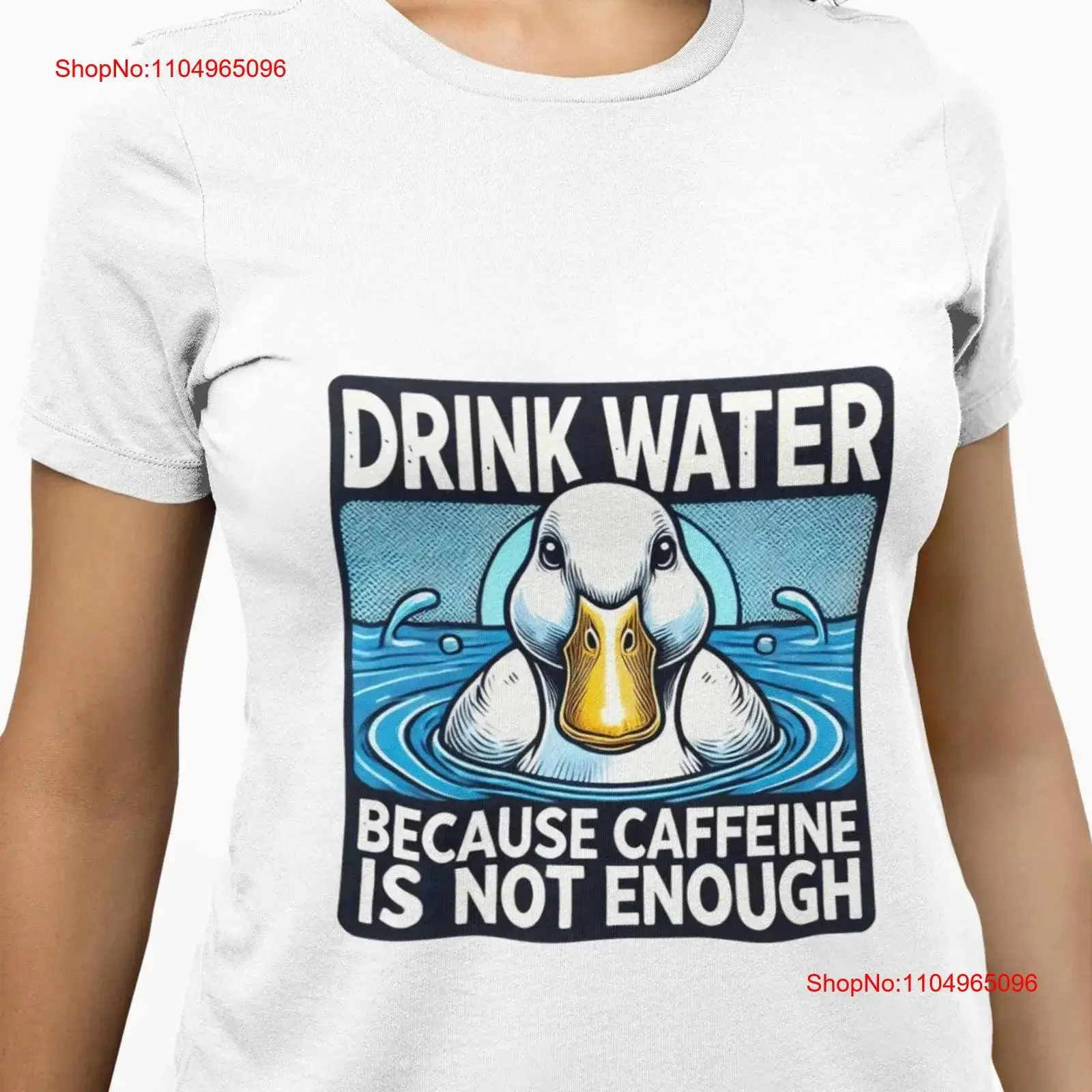 Camiseta con recordatorio de hidratación, camiseta con forma de pato, beber agua, porque la cafeína no está suficiente, novedad, Top motivacional para amantes, lavado vintage
