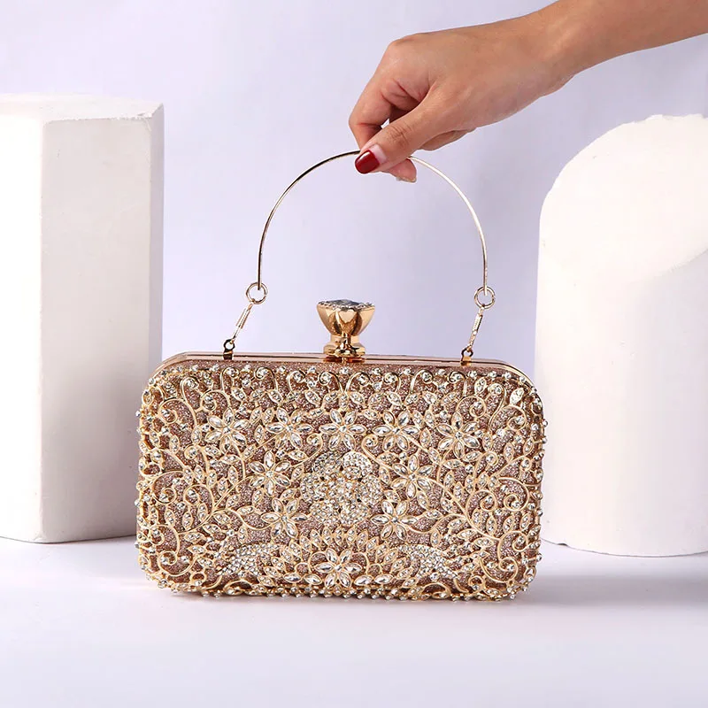 Diamond Evening Clutch Bag For Women Wedding Golden Clutch Purse Chain Shoulder Bag Small Party Handbag