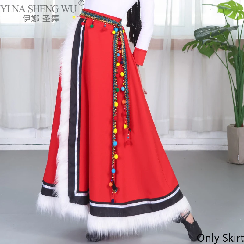 Chinese Tibetan Dance Costumes Traditional Folk Dance Wear Stage Performance Mongolian Nation Long Skirt Tibetan Outfit ForWomen