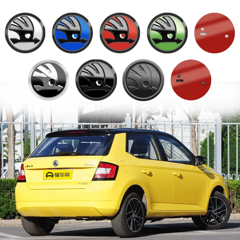 1/2Pcs 80mm 90mm 3D Car Emblem Badge Hood Front Rear Trunk Logo For Skoda Rapid Yeti Karoq Vision Fabia 1 2 Octavia a7 RS Superb