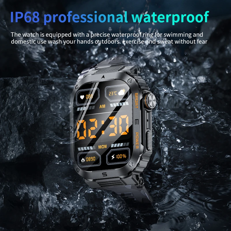 LIGE New Outdoor Military Smart Watch Men Bluetooth Call Smartwatch GPS Sport Waterproof Ftiness tracker Watch For Huwei Xiaomi