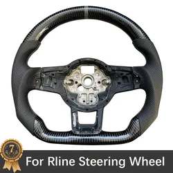 For VW Golf MK7 7.5 GTI GTD GTE R 2013-2020 Polo GTI Tiguan Passat DSG Carbon Fiber Steering Wheel Punched leather