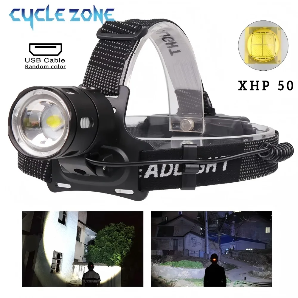 

Powerful LED Headlamp Super Bright Long Range Head Flashlight USB Rechargeable Head Torch Outdoor Camping Fishing Headlight
