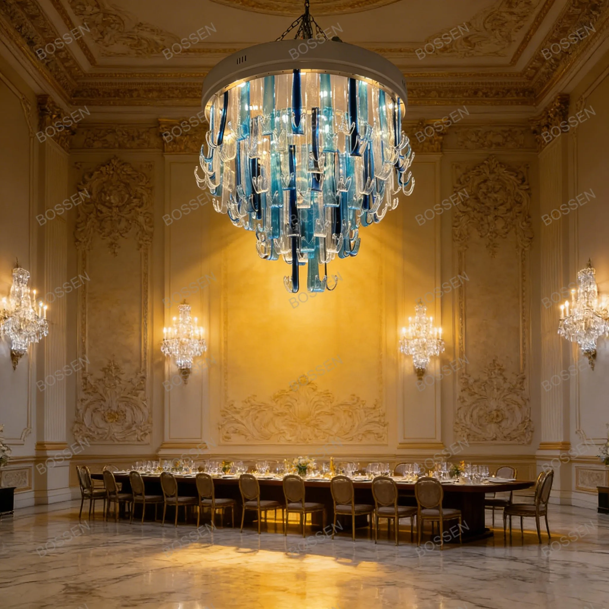 

Современная диммируемая подвесная люстра BOSSEN в итальянском стиле, скандинавская разноцветная потолочная люстра из муранского стекла для гостиной