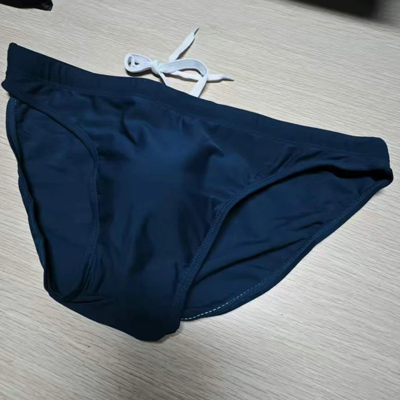 minimalist spot real shot original camera solid color small triangle swimming trunks with cup quick-drying beach briefs UXH096-1