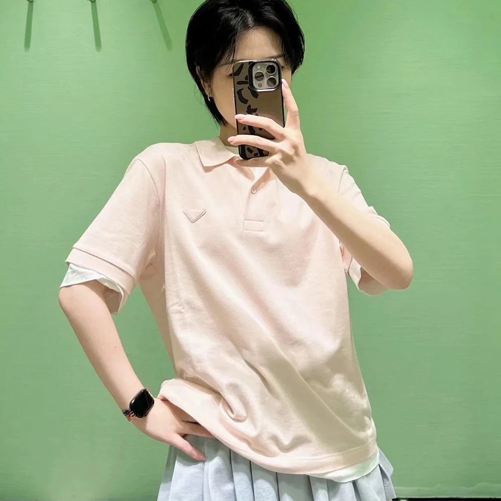 NIGO Women's Summer Lapel Knit Pink Short Sleeve Polo Shirt Casual Elastic Drawstring Pleated Mini Skirt Ngvp #nigo8668