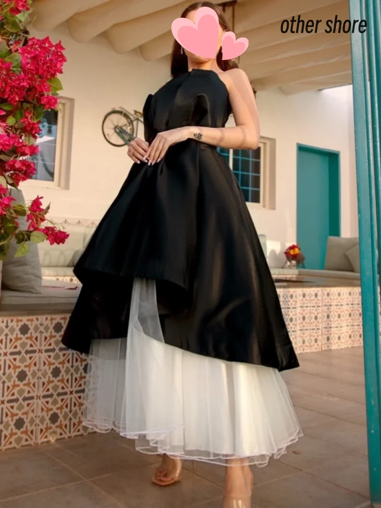 

Other Shore Elegant Vintage Sexy Black Ruffle A-Line Strapless Customize Formal Occasion Prom Dress Evening Party Gowns