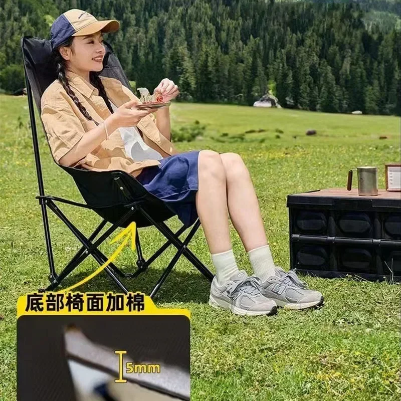 

Thickened Fold Chair Outdoor Portable Folding Stool Camping Fishing Stool Moon Chair Leisure Chair Lun Folding