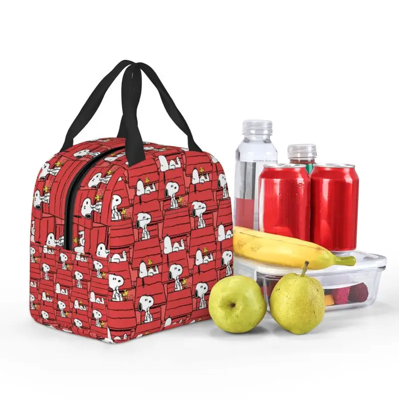 Custom Cute S-Snoopys Cartoon Lunch Bag Women Warm Cooler Insulated Lunch Boxes for Kids School