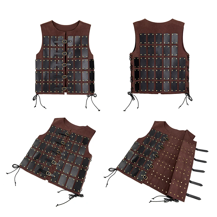 Gilet Steampunk gothique médiéval pour Halloween, en cuir Pu, chevalier Viking guerrier, armure Vintage, accessoires, Costume de Cosplay, nouvelle collection 2025