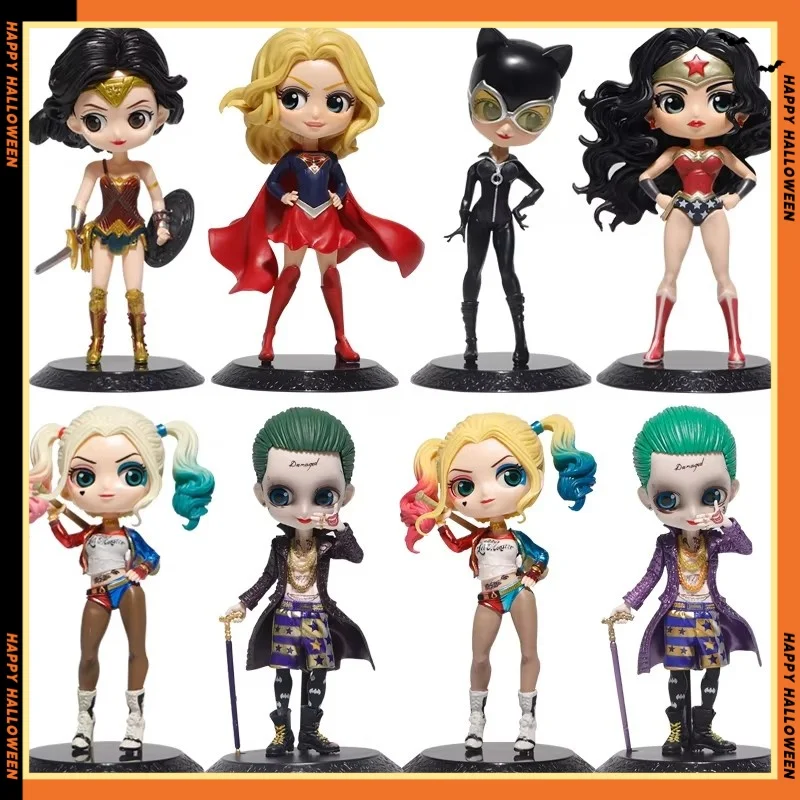 Qposket Harley Quinn Joker Cat Wonder Women Action Figure Toys Gift Mini Doll Cake Decoration Birhtday For Kids Gifts Model