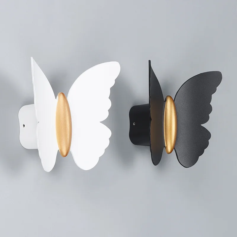 Lámpara de pared LED de mariposa para interiores, luminaria nórdica moderna en blanco y negro para el hogar, iluminación Interior, accesorio de decoración para dormitorio y sala de estar