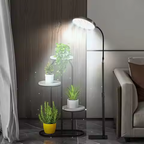 Led Grow Light Indoor Plants 6000K Full Spectrum With Stand AC85-265V Floor Plant Growing Lamp Auto ON/Off Timer 4/8/12Hours