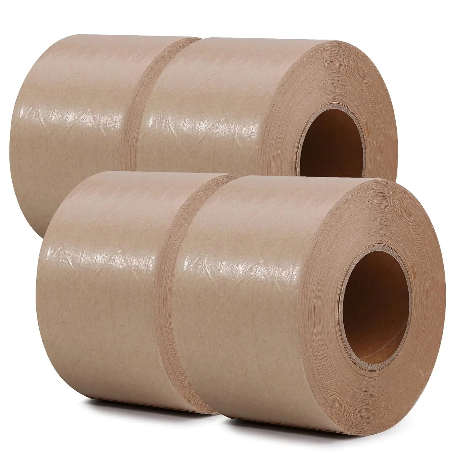 

Клейкая лента из крафт-бумаги 2,75 дюйма x 66 ярдов, 4 штуки в упаковке, усиленная стекловолокном, активируемая водой, коричневая упаковочная лента