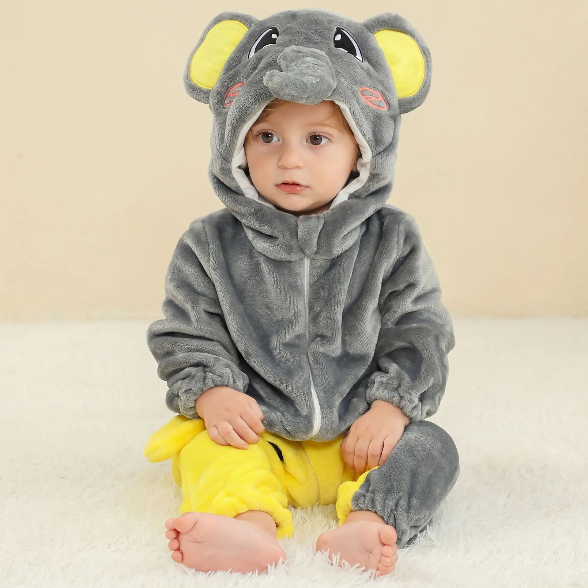 Romper Bayi Kartun Hewan Jumpsuit 2025 Musim Gugur Mode Flanel Pakaian Bayi Perempuan Baru Lahir Kartun