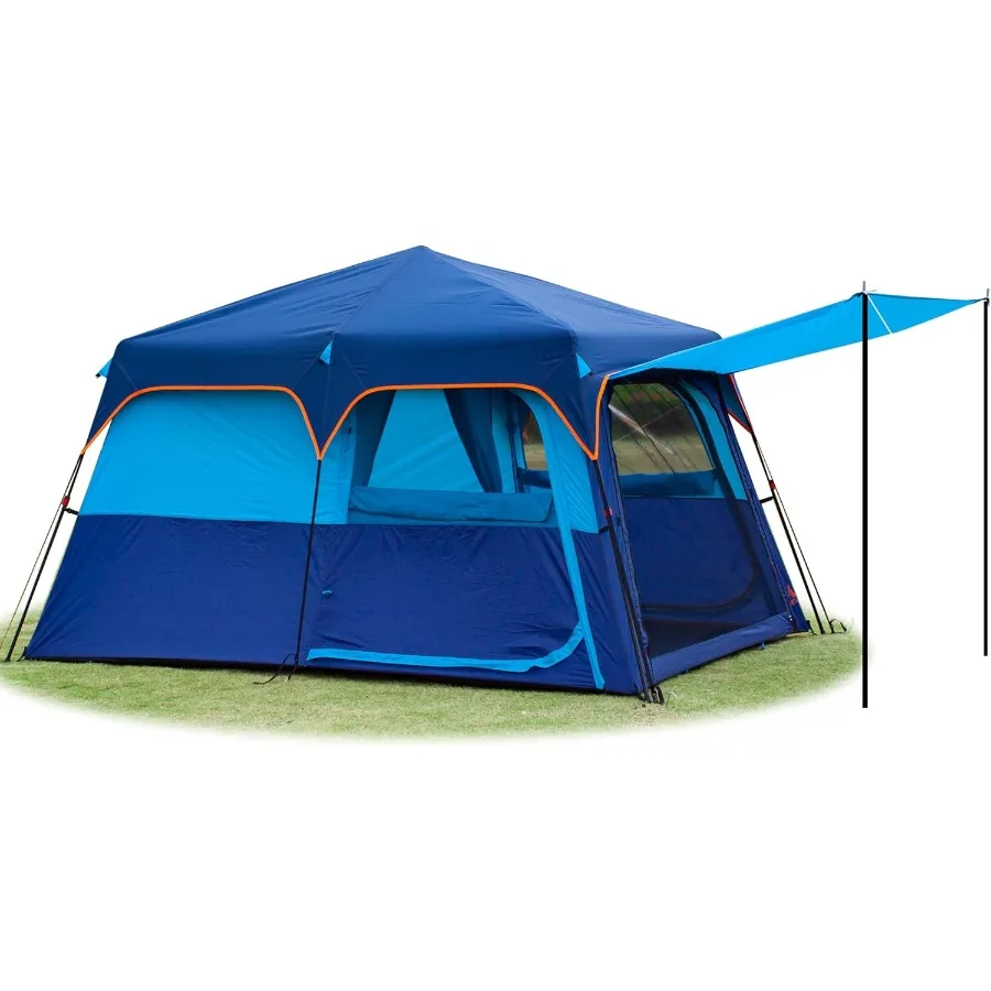 خيمة كبيرة جدًا 6101214 خيام كابينة عائلية على طراز شخص 2 غرف 3 أبواب و3 نافذة مع جدار مستقيم شبكي مقاوم للماء