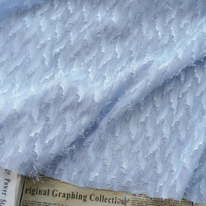 

Элегантная шифоновая ткань с бахромой и жаккардовым дизайном для женской одежды на метр, швейные аксессуары