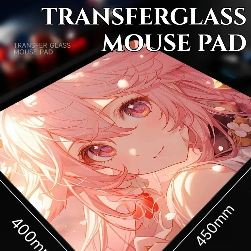 ATOM Anime Games Tempered Glass Mouse Pad Support Customized Pattern Laser Engraving Process FPS Gaming Mouse Pad Desk Mat Gift