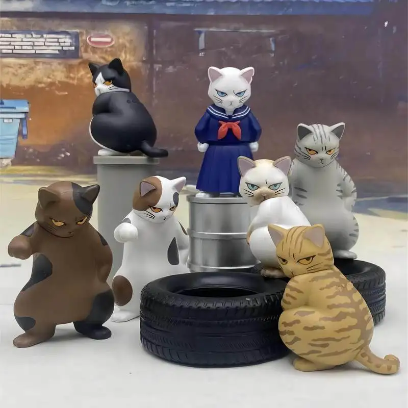 

Qualia Japanese Genuine Blind Box Bad Cat Figurine Funny Angry Cat Statue Desktop Ornament Animal Home Toys Dolls For Collection