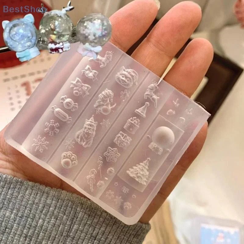 3D الباروك الملاك فراشة شجرة عيد الميلاد ثلج مسمار العفن DIY مسمار الفن زينة سيليكون نحت قالب مانيكير #6