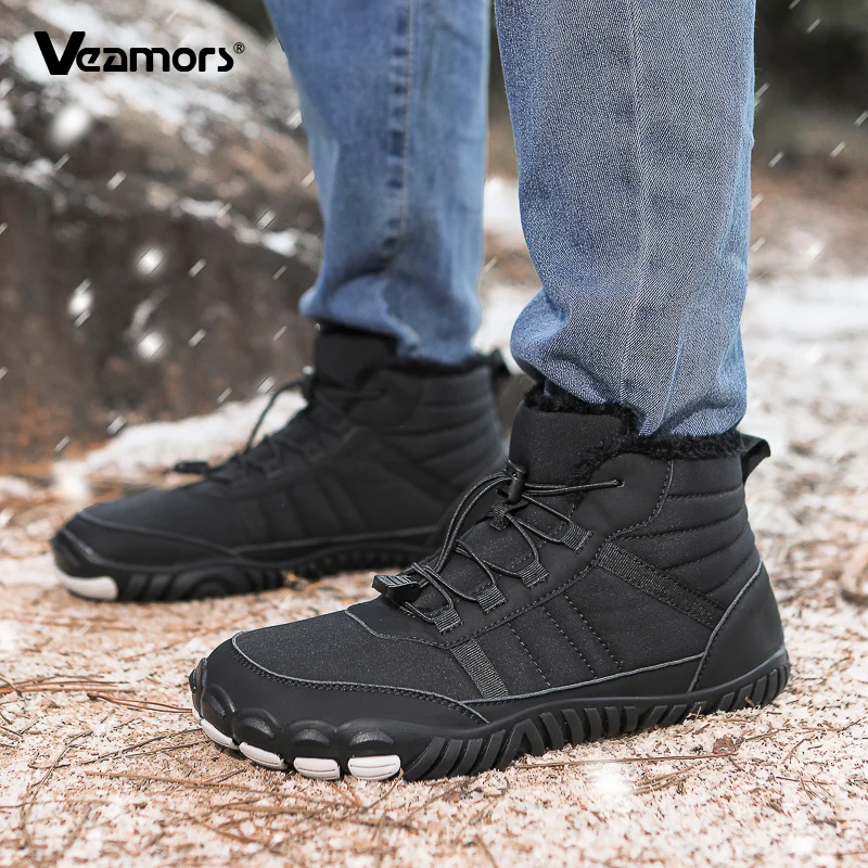 

High-top Women Cotton Shoes Plush Hiking Shoes Men's Winter Warm Outdoor Sneakers Camping Trekking Non-slip Snow Boots