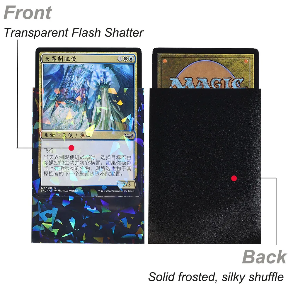 120PCS 66*91mm Holographic Trading Card Film Sleeves Laser Flashing Game Card Sleeves for MTG Broken Glass Kpop Card Protector