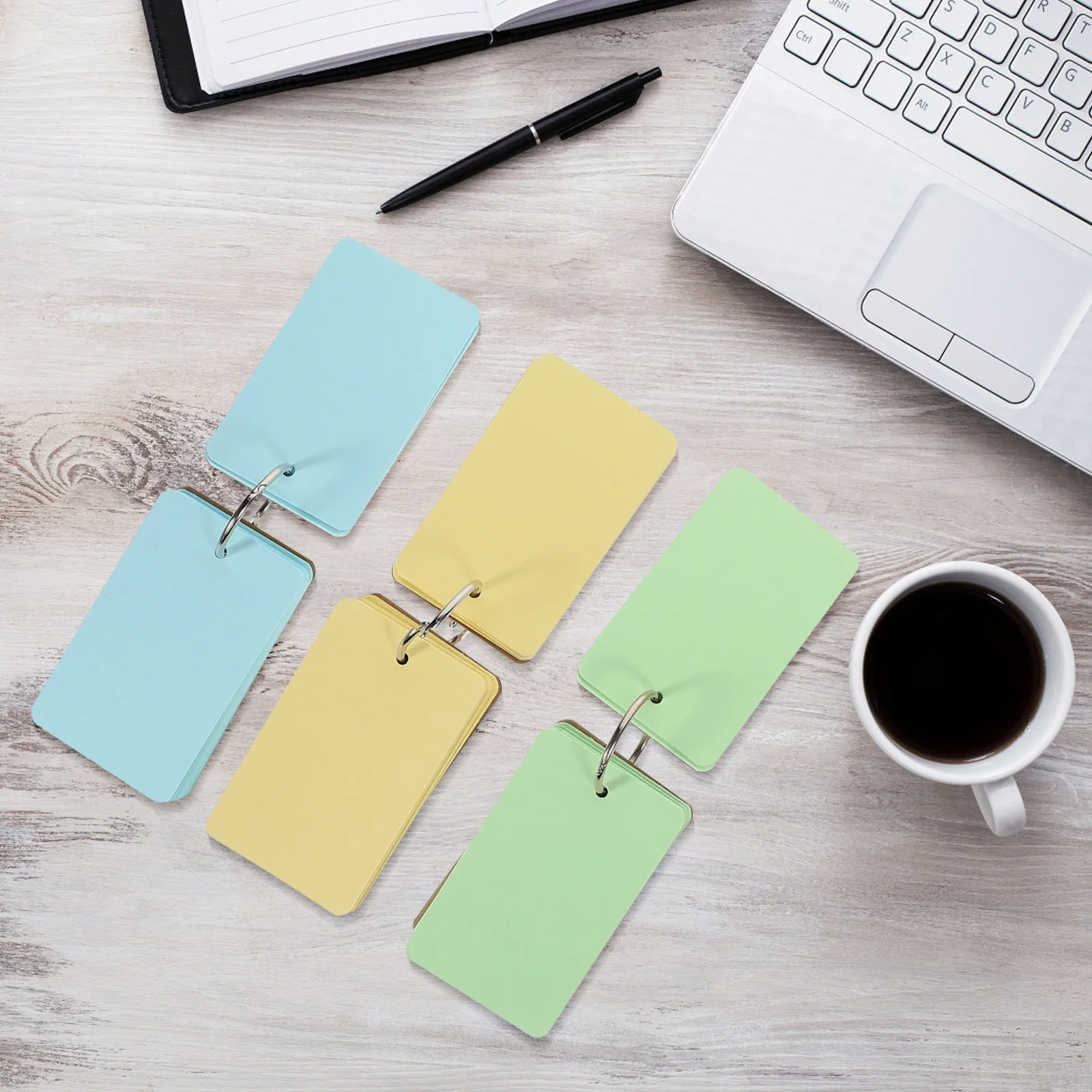 5 Books Kraft Paper Blank Cards Flash Cards with Ring Binder for DIY, Study, Notes and Scrapbooking Blank Vocabulary Card