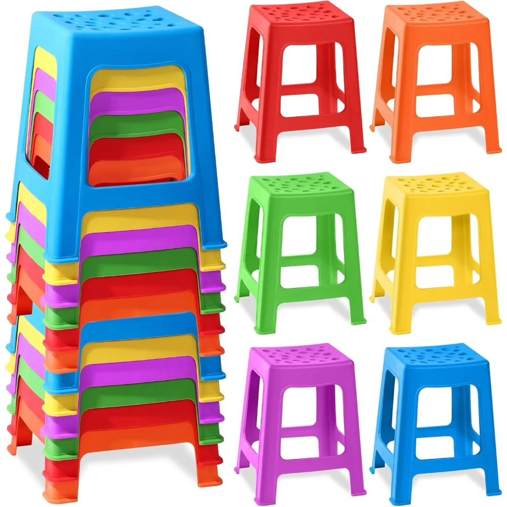 12 Pack Stackable Classroom Stools Plastic Stoolss Nesting Stoolss Colorful Round Stools Indoor Outdoor Flexible Seating