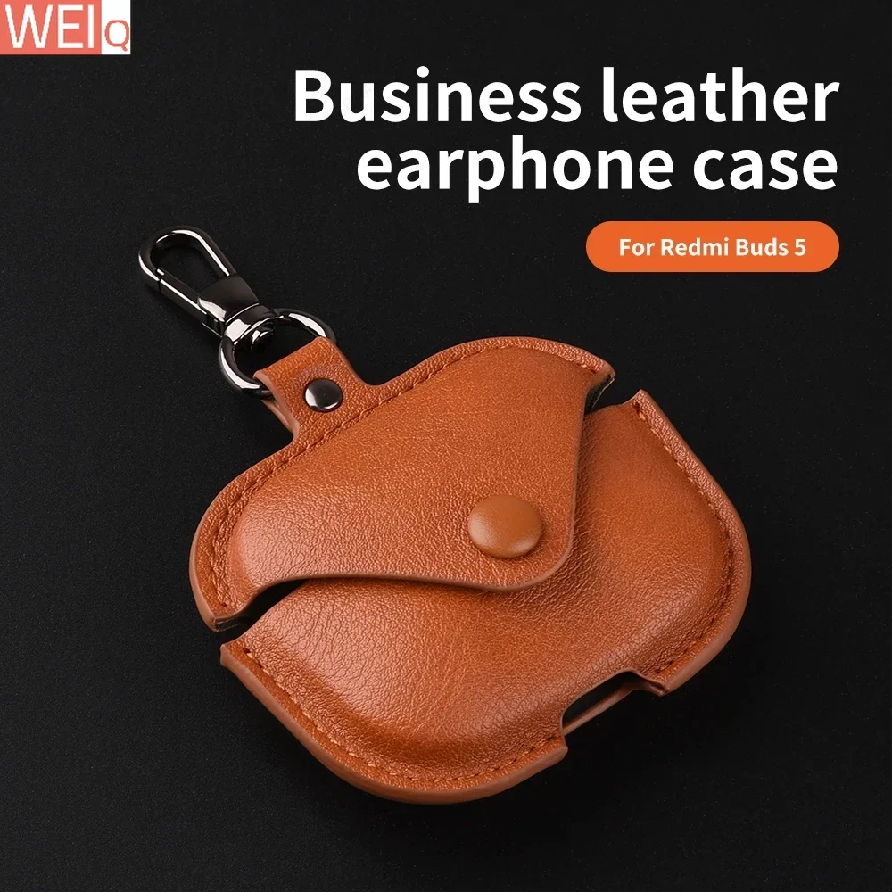 Business PU Leather Earphone Cover For Xiaomi Redmi Buds 5 Pro 4 Lite Buds4 Pro Case Protective Shell Wireless Headphone Cases