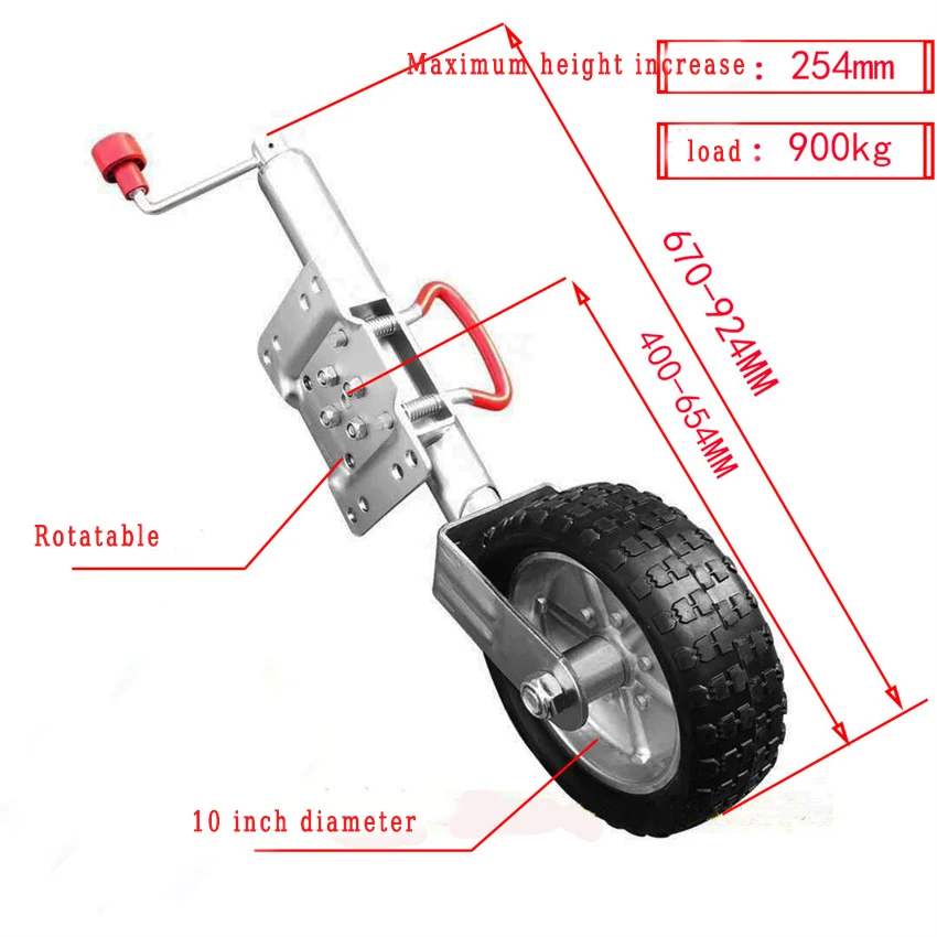 1 PC 10 Inch Guide Jockey Wheel Front Wheel 900KG Load Front Support For Caravan RV Boat RV Roof Trailer Jack Parts Accessories