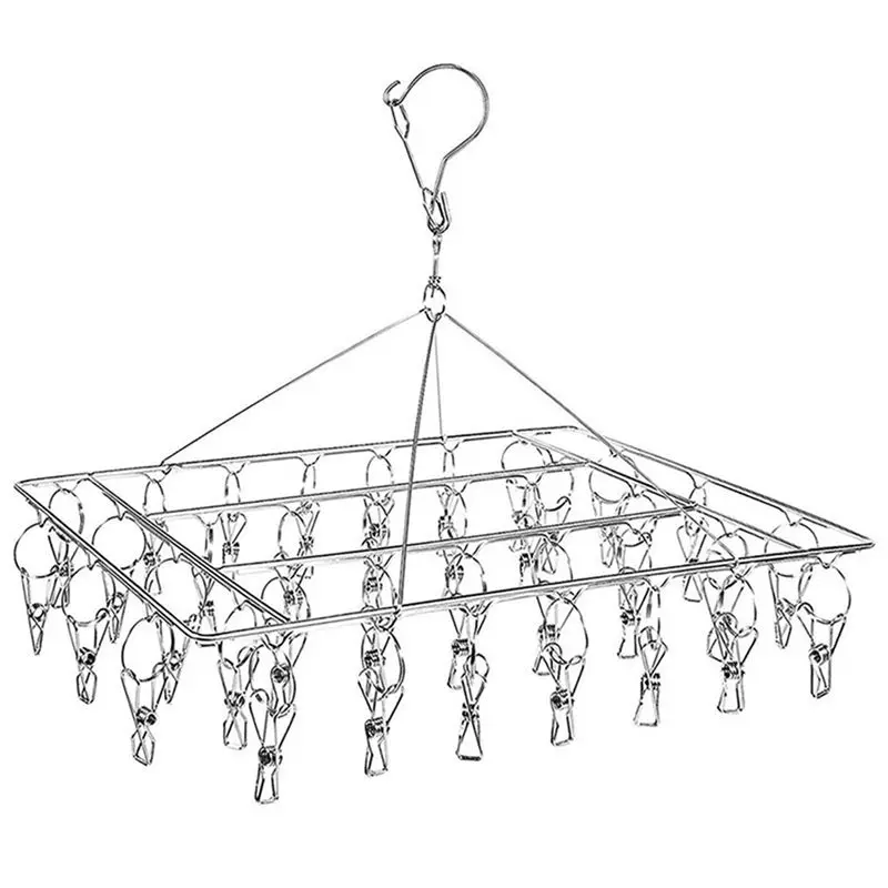 FAST-3X Sock Drying Racks Laundry Drip Hanger Rectangle With 30Pcs Pegs Indoor Outdoor Clothesline Hanging