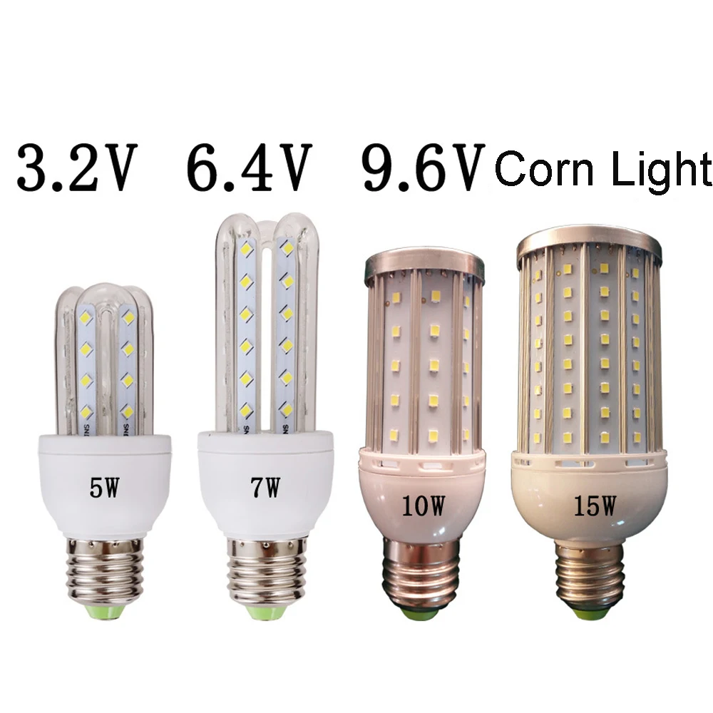 

Low Voltage 3.2V 6.4V 9.6V E27 LED Corn Light LED Bulb Solar Road Light Source 3000k Natural White 4000k 6000k 5w 7w 10w 15w