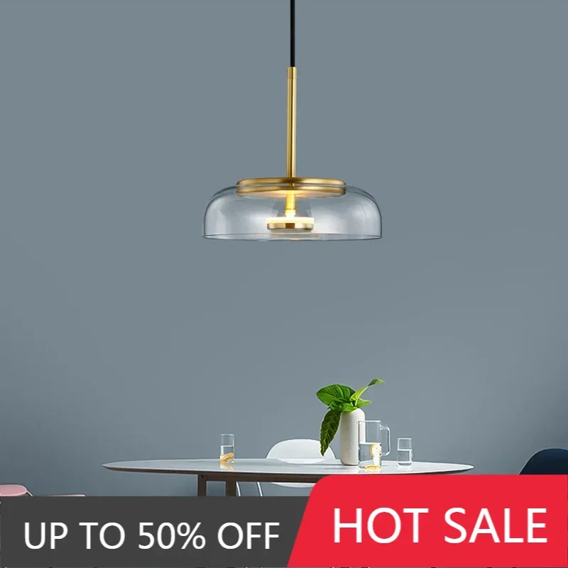 Modern Glass Pendant Lamps LED Bowl Nordic Lighting Luminaries Hanging Lights Dining Bedroom Decoration Indoor Kitchen Fixture