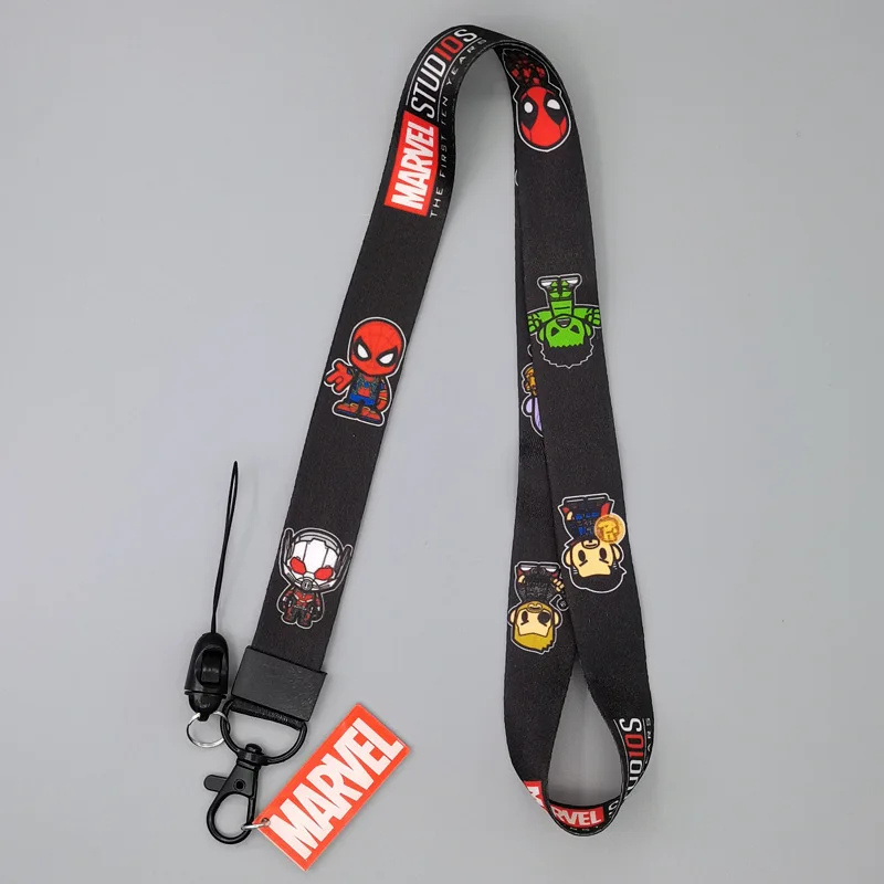 Disney Marvel Mickey Mouse Spiderman Action Figure Keychain ID Card Cartoon Lanyards Neck Strap Collection Toys for Children