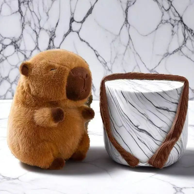 

Kawaii Capybara Plush with Knitted Scarf, Cozy Stuffed Animal, Cute Capybara Gift for Autumn & Winter