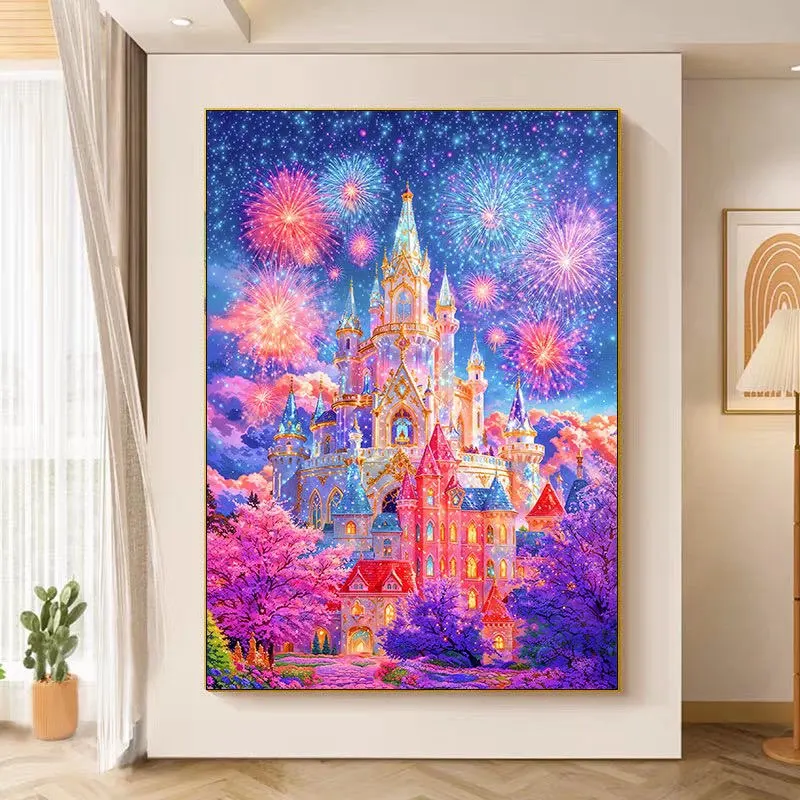 

Вышивка крестиком с принтом замка 14CT 9CT, набор для рукоделия «сделай сам», ремесла с иглами, нитки, 55 цветов