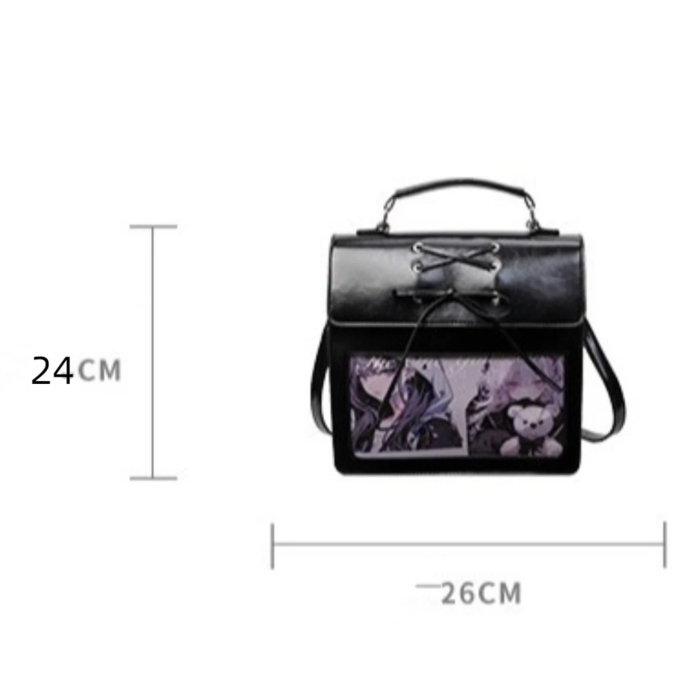 Japanese Style Transparent Pocket Ita Backpack Silver Harajuku Crossbody Bags Large Capacity Sweet Shoulder Bag Women