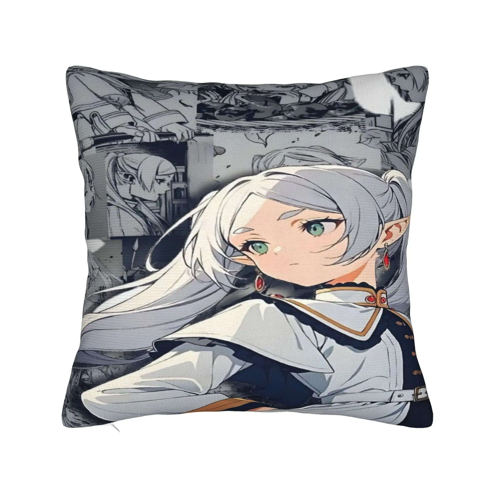 Frieren Beyond Journeys Pillow Cover  Kawaii Pillow Case For Sofa Car Home Decor Square Pillowcases Gift