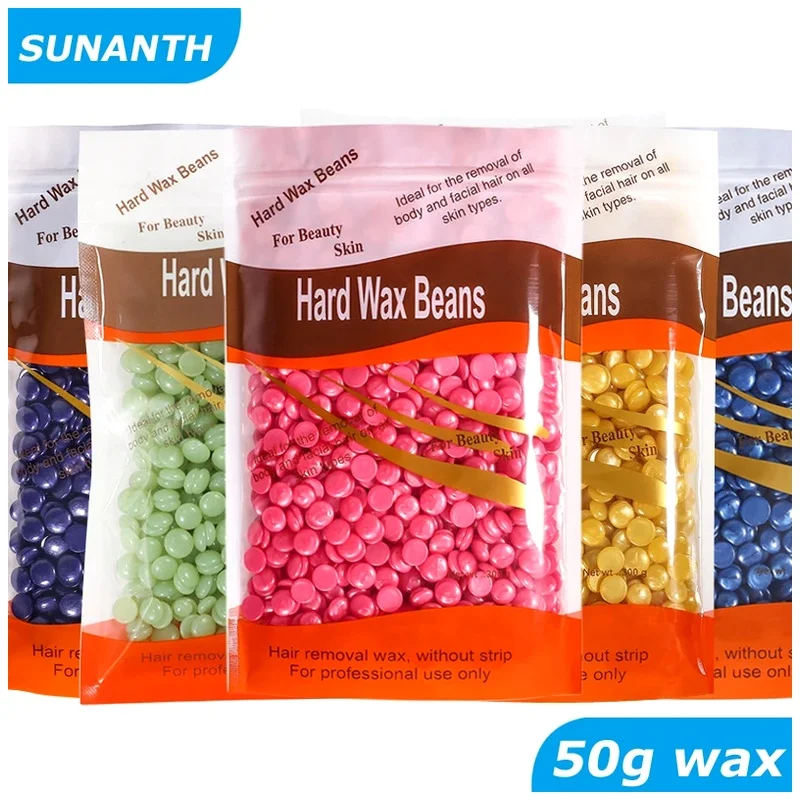 Waxing Beads 50/200g Solid Wax Beans Hair Removal Hard Wax Beads Smooth Clean Removal for Home Salon Women Men Bikini