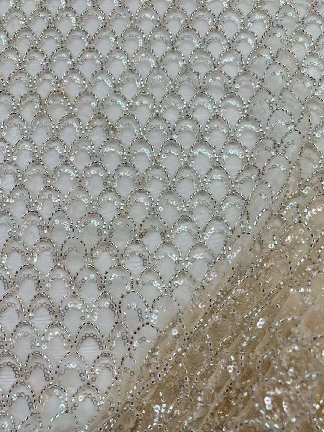 

New High luxury Fashion African Handmade Sequins With Heavy Beaded Lace For 5yards Evening Gown Customization Free Shopping