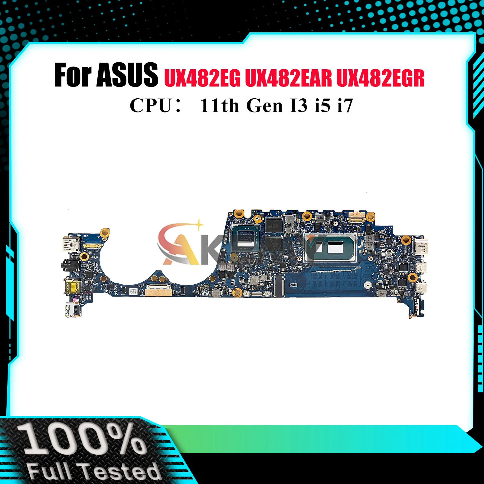 

UX482EG Laptop Motherboard For ASUS ZenBook UX482E UX4100E UX482EAR BE482E UX482EGR BX482E UX482EG Mainboard 11th Gen I3 i5 i7 U