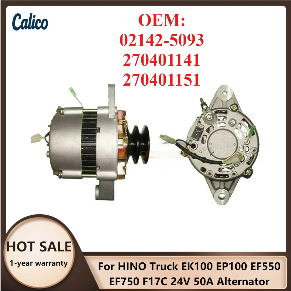 

The Ultimate Details Are Suitable for HINO Truck EK100 EP100 EF550 EF750 F17C 24V 50A Alternator 02142-5093 270401141 270401151