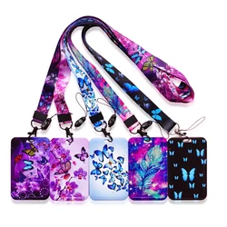 Vrouwen houden van vlinder Naamkaart Covers ID-kaarthouder Lanyard Intrekbare Clip Card Case Meisjes Bezoek Deur ID Badge Houders Op maat