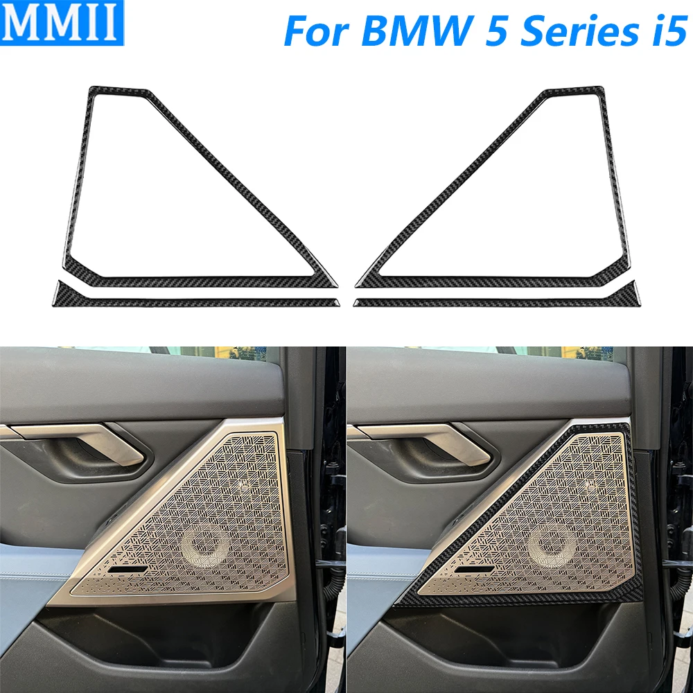 

For BMW 5 Series i5 G60 G68 2024 2025 Carbon Fiber Rear Door Speaker Audio Panel Trim Cover Car Accessories Decoration Sticker