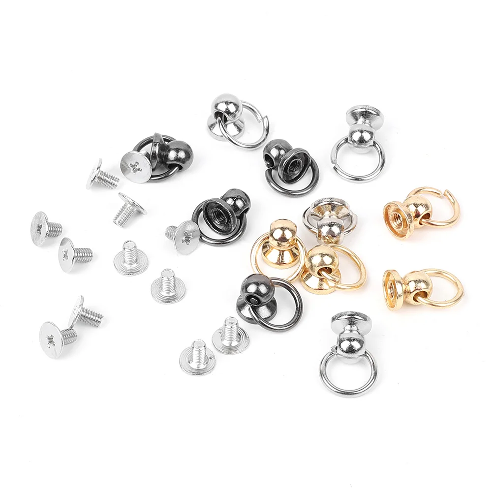 10pcs Metal Zinc Alloy Ball Nail Screwback Chicago Screw Back Rivet Stud Spot with O Ring for Leather Bag Strap Phone Case