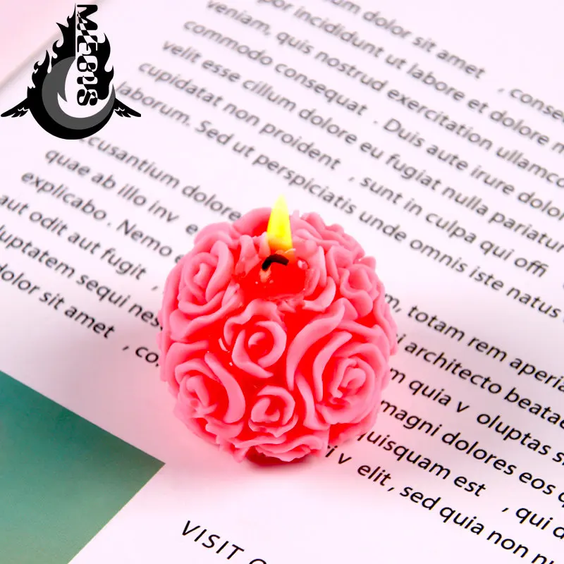 

Wholesale Handmade Candles DIY Silicone Mold 3D Rose Ball Aromatherapy Wax Gypsum Mould Candles Making Supplies drop shipping